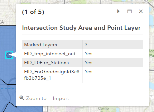 A pop-up showing the number of marked layers in a project screening output layer. A pop-up showing the number of marked layers in a project screening output layer.
